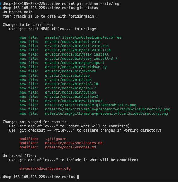 Git Status After Adding notesite/img/*